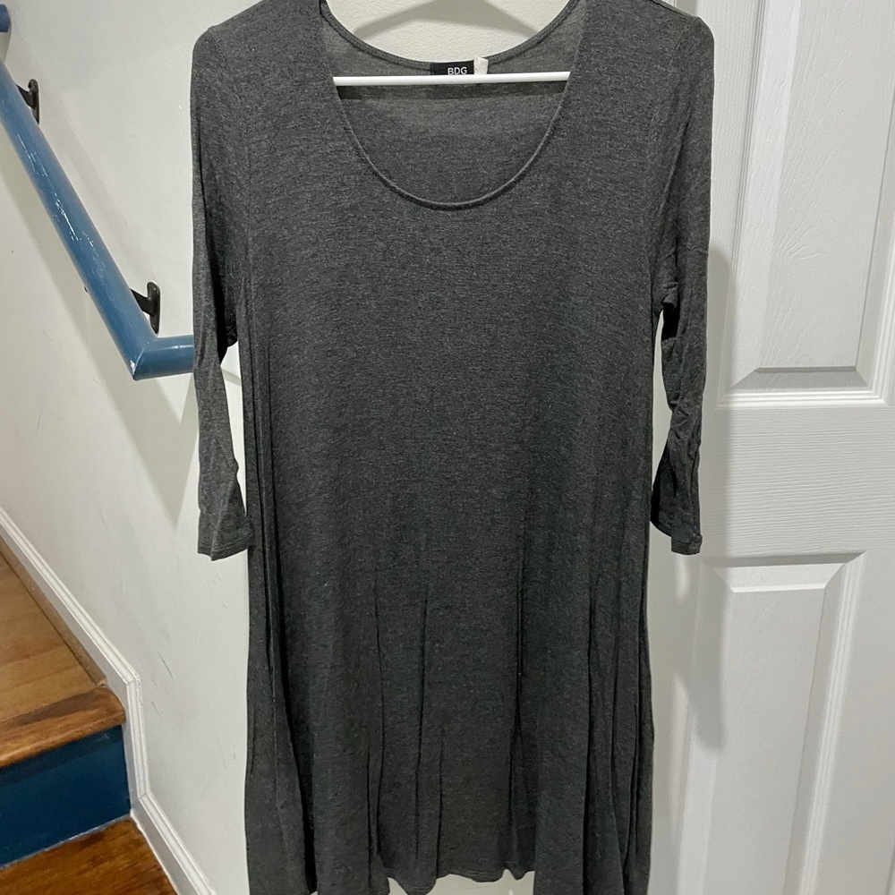 Grey Long Sleeve Casual Dress